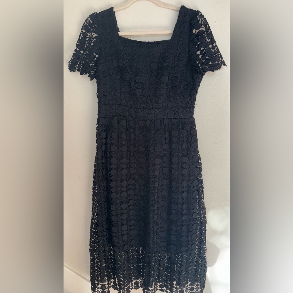 SHEIN Elegant Black Lace Midi Dress L